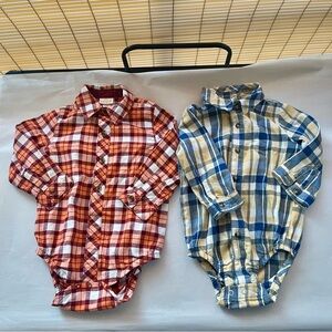 Cat & Jack/Carter's Plaid Button Up Bodysuit Set - Red and Blue